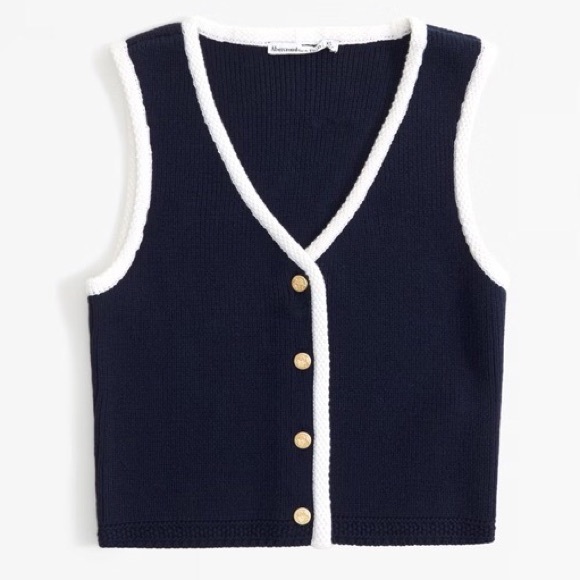 Abercrombie Mara sweater vests NWT sz S black & white / black / white / beige - Picture 12 of 13